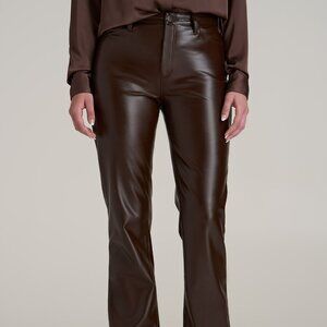American Tall True Touch Leather Straight Leg Pants for Tall Women in Espresso S